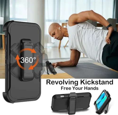 Vista 5 de KECAI Funda para iPhone 13 Mini con Protector de Pantalla Integrado, Funda con Clip para Cinturón, Resistente de Servicio Pesado a Prueba de Golpes