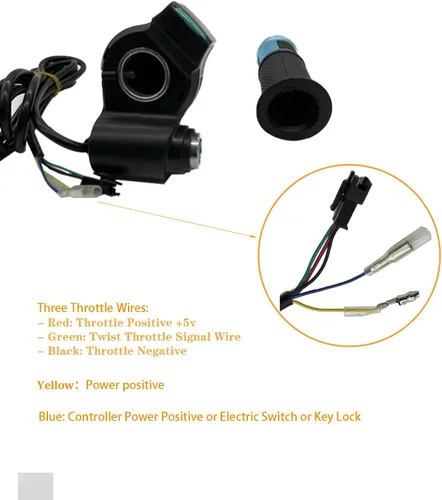 Vista 4 de 1 Par de Empuñaduras de Acelerador de Bicicleta Eléctrica, Manillar Giratorio Universal de Bicicleta Eléctrica Scooter con Pantalla LCD de Voltaje