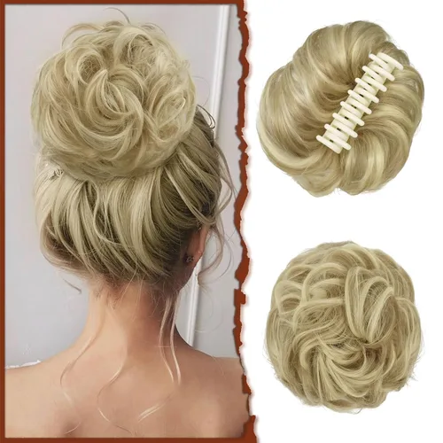Vista 32 de SOFEIYAN Pinza de Gancho Extension de Cabello con Forma de Moño Desordenado, Cabello Ondulado y Rizado, Pinza de Gancho, Chignon, Cola de Caballo