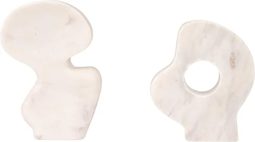 Vista 9 de Esculturas decorativas abstractas de mármol, juego de 2 estilos, color blanco