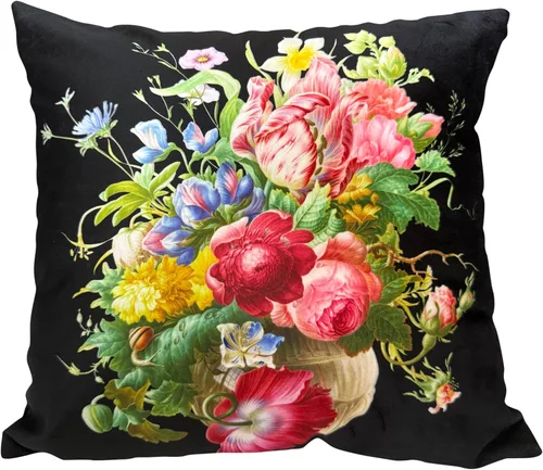 Vista 60 de Funda de cojín floral ligera de lujo, 18 x 18 pulgadas, pintura al óleo retro victoriana de doble cara, fondo negro, flor vibrante, funda de cojín