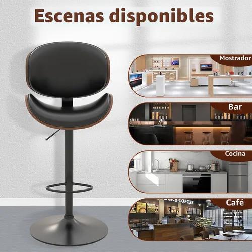 Vista 8 de civama Taburetes de bar 1 pieza para encimera de cocina, sillas de altura de barra ajustable, taburetes de bar giratorios modernos con asiento