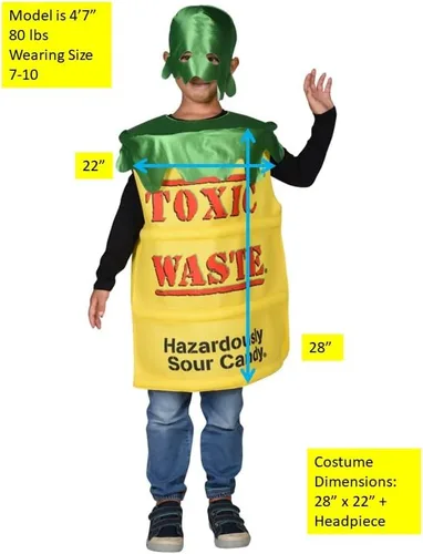 Vista 3 de Rasta Imposta Toxic Waste Yellow Sour Candy - Disfraz de Halloween para niños, disfraz divertido para fiesta de cosplay, talla 7-10 para niños