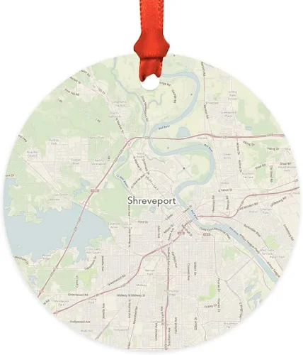 Vista 37 de Andaz Press Mapa de la ciudad de Estados Unidos redondo de madera natural MDF ornamento de Navidad, Akron, Ohio Vintage Mapa, 1 paquete, larga