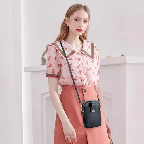 Vista 6 de RONSIN Bolso cruzado pequeño para teléfono celular para mujer, mini bolso de hombro tipo mensajero con cremallera y ranuras para tarjetas de crédito