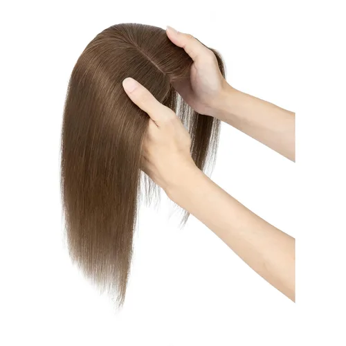 Vista 130 de Rich Choices Pelucas con topper de cabello para mujeres, cabello humano real 100% Remy, sin flequillo, para mujeres con adelgazamiento en la parte