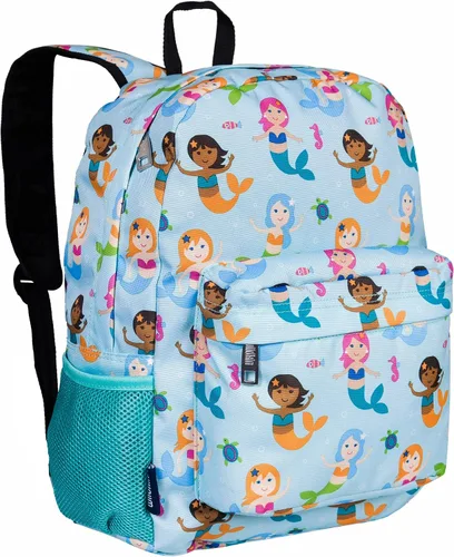 Vista 2 de Wildkin Paquete de mochila de 16 pulgadas con botella de agua reutilizable de acero de 14 onzas (sirenas)