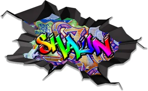 Vista 28 de Calcomanía de pared con nombre personalizado, graffiti 3D Arte personalizado vinilo decorativo adhesivo Removible Despegar y pegar Borde