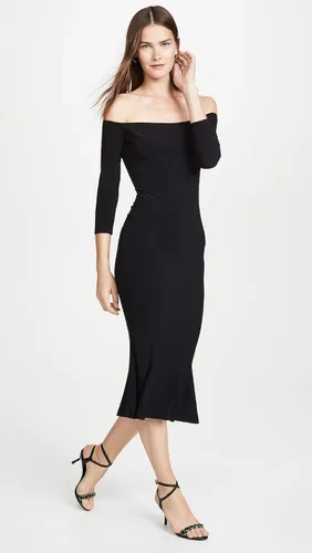 Vista 5 de Norma Kamali Vestido hasta la rodilla con hombros descubiertos para mujer