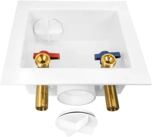 Vista 7 de Caja de Salida para Lavadora EFIELD con Drenaje Central, 1/2 pulgada x 3/4 pulgadas MHT (Conexión MIP de 1/2"-Pulgada por Soldadura), Blanca, (WM001)