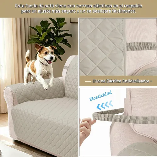 Vista 3 de Fundas para Silla Reclinable Reversibles Funda de Sofá para Mascotas Protector de Muebles Lazy Boy (Silla 23'', Beige/Beige)