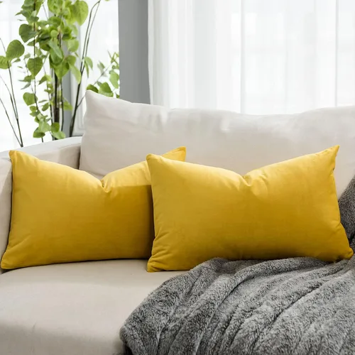 Vista 41 de Juego de 2 fundas de almohada decorativas de terciopelo de 14 x 14 pulgadas con cremallera, fundas de cojín cuadradas suaves y lisas de lujo