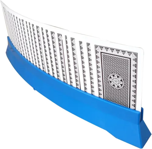 Vista 5 de Paquete de 2 tarjetas de juego para juego de cartas Bridge Canasta, portatarjetas plegables para naipes, estante curvo para adultos y personas