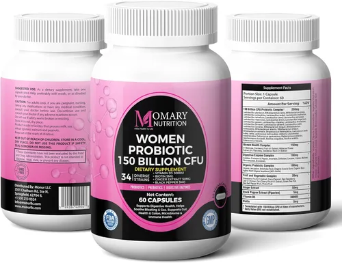 Vista 2 de Complejo biológico 9 en 1 para mujeres – 150 mil millones de probióticos UFC con 34 cepas diversas, prebióticos orgánicos, postbióticos, enzimas