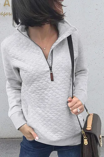 Vista 4 de BTFBM - Sudadera moderna para mujer con patrón acolchado, ligera, con cremallera, de manga larga, sencilla e informal