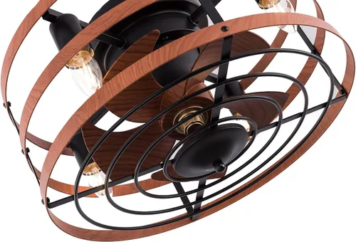 Vista 7 de OUKANING Ventilador de techo enjaulado con luz, reversible de 3 velocidades ajustables, ventilador de techo sin aspas con control remoto