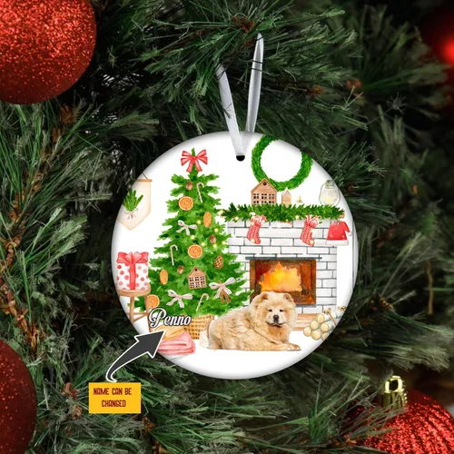 Vista 3 de Chow Chow - Adorno de perro de regalo para amantes de Chow Chow, adorno de Navidad para mujeres, adorno decorativo colgante de perro