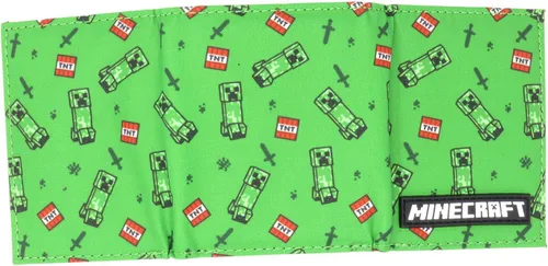 Vista 3 de Minecraft Creeper Toss - Cartera de poliéster con tres pliegues, multicolor