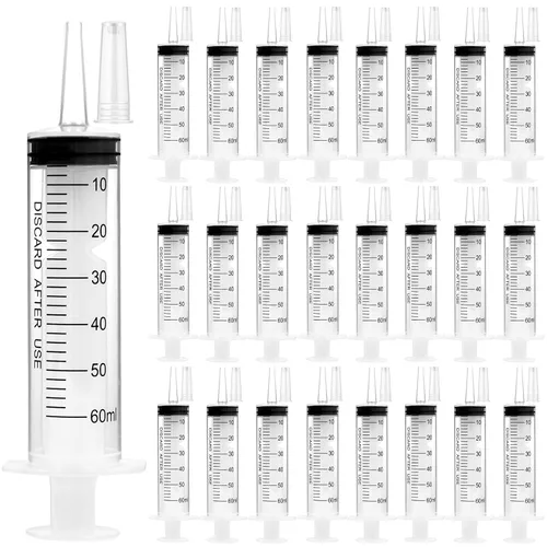 Vista 12 de Paquete de 24 jeringas de plástico de 0.0 fl oz con tapas, estériles, selladas individualmente para rellenar líquidos precisos, medir y alimentar