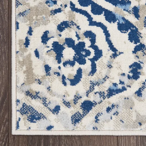 Vista 5 de Home Dynamix Melrose Audrey - Alfombra de pasillo, 2 x 7, marfil/azul
