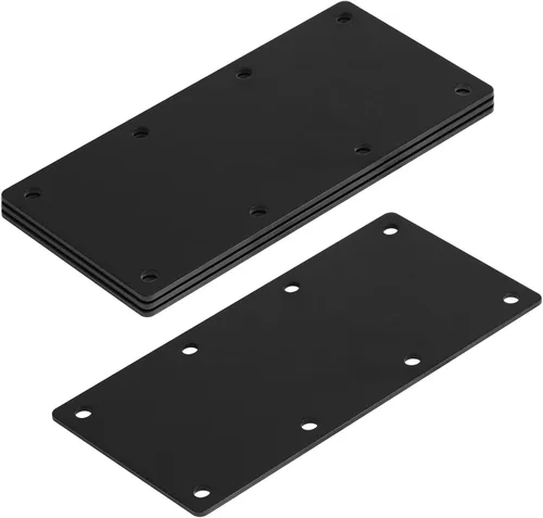 Vista 4 de 4 piezas de 9-1/4 pulgadas x 4-1/2 pulgadas negro recto soporte de placa de reparación, conector de placa de amarre para muebles, madera