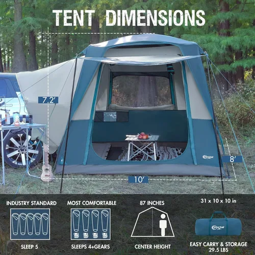 Vista 8 de Portal 5-Person SUV Tent with Porch, 2-in-1 Car Camping Tent, Water-Resistant & Windproof, Trunk Tent for Travel & Outdoor Adventures