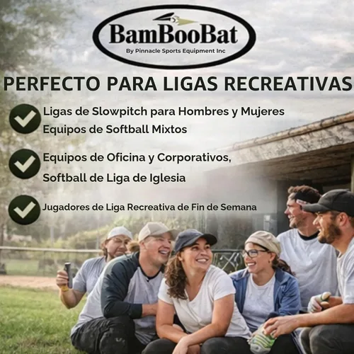 Vista 3 de BamBooBat Bate de sóftbol de lanzamiento lento sin carga aprobada por la ASA - 34 pulgadas garantía de 100 días