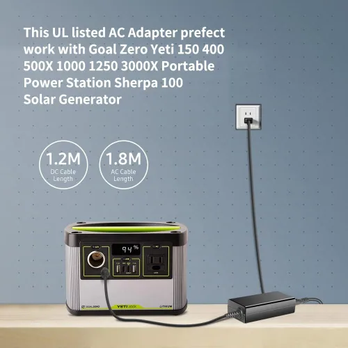 Vista 2 de HKY Adaptador de CA de 15 V compatible con Goal Zero Yeti 150 400 200X 500X Estación de energía portátil Sherpa 100 Generador solar PN: 31901 22004