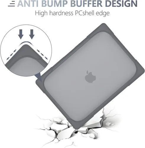 Vista 7 de Batianda - Funda resistente para MacBook Air de 15 pulgadas 2023-2026, color gris Ergonomic Foldable Stand Holds 22 lbs, TPU Bumper, Matte