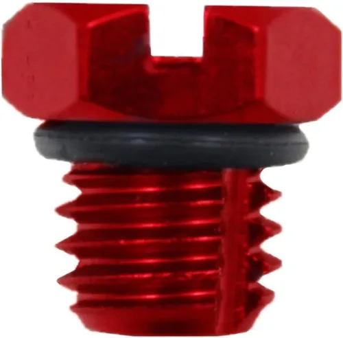 Vista 5 de Tornillo de purga de aire de aluminio Billet de repuesto para filtro de combustible diésel Duramax GM 2001-2017 Rojo