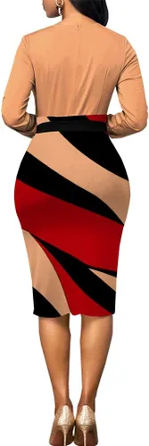 Vista 2 de Vestidos de lápiz de oficina para mujer, vestidos de iglesia, elegante, ajustado, vestido casual