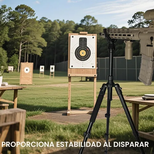 Vista 8 de Trípode de disparo ajustable para rifles, bastón de disparo con bloqueo de nivel, trípode monópode bípode 3 en 1, altura de 22.8″-61″, aleación