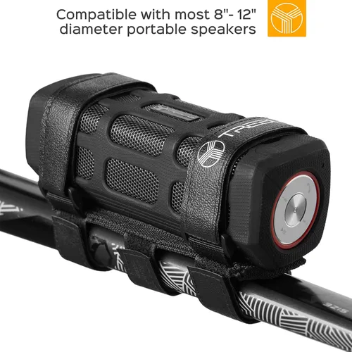 Vista 2 de TREBLAB Soporte de altavoz Bluetooth - Soporte universal para altavoz para bicicleta, barandilla de carrito de golf - Soporte de correa ajustable
