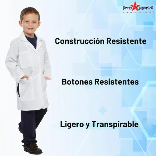 Vista 3 de Dress Up America Abrigo de laboratorio para niños, blanco, personalizable