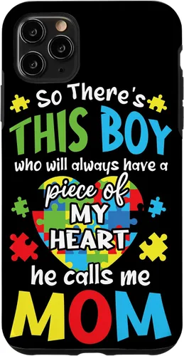 Vista 13 de iPhone 16 Boy Calls Me Mom Heart - Funda de concientización sobre el autismo