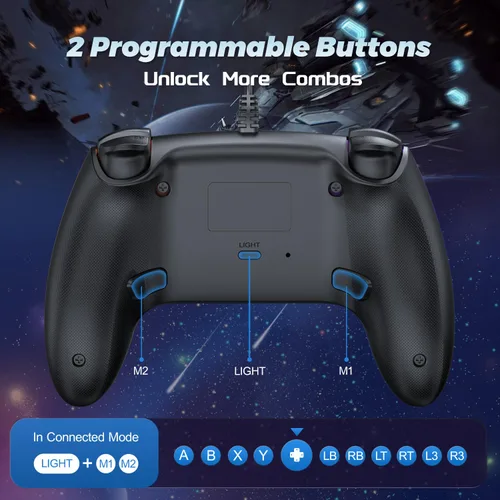 Vista 8 de GUOC Wired Controller Compatible for PS-5/Pro/Slim/PC, Hall Effect Sticks & 7 RGB LED Mode & haptic Feedback & Motion Sensing, 3.5mm Audio Jack