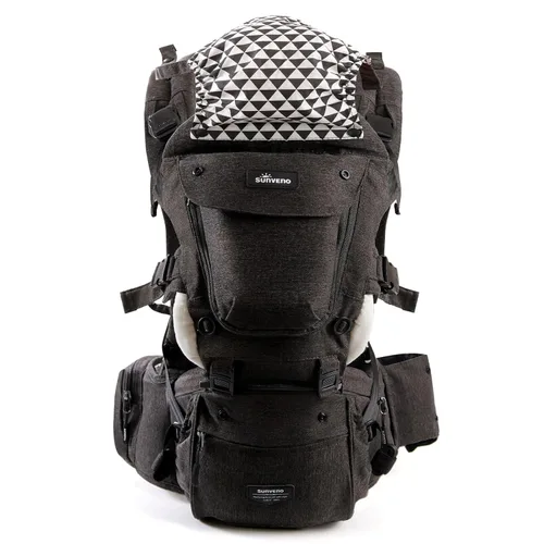 Vista 2 de SUNVENO Portabebés ergonómico 3 en 1 con asiento de cadera para recién nacidos y niños pequeños, soporta 20 libras y más, alivio de cintura