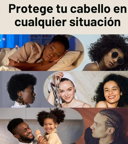 Vista 7 de SECZIPE 2 piezas de cofia de satén de seda para envolver el cabello para dormir, con correa ajustable para cabello rizado, gorras nocturnas Negro