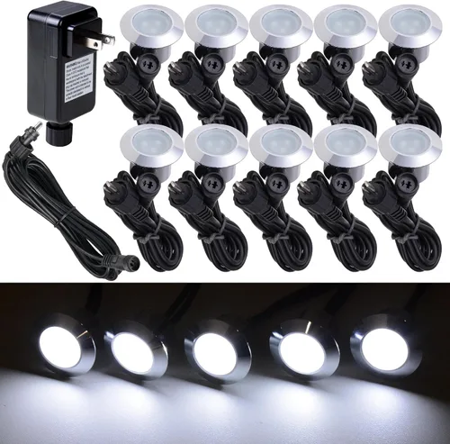 Vista 12 de Yescom Paquete de 5 luces LED de aluminio para terraza, iluminación de paisaje de bajo voltaje de 12 V, blanco cálido de 3000 K, IP67, impermeable