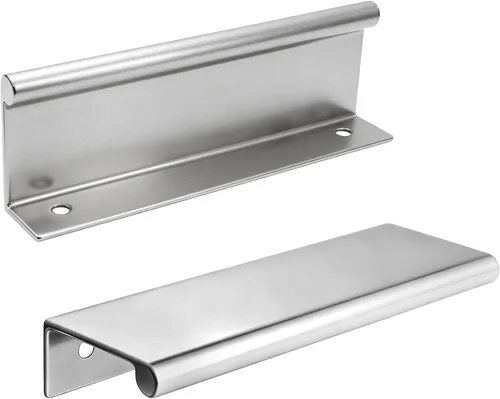 Vista 6 de Tiradores negros de 1.38 pulgadas para gabinete, 10 unidades, espacio entre agujeros de 0.63 pulgadas, tiradores de borde de aleación de aluminio