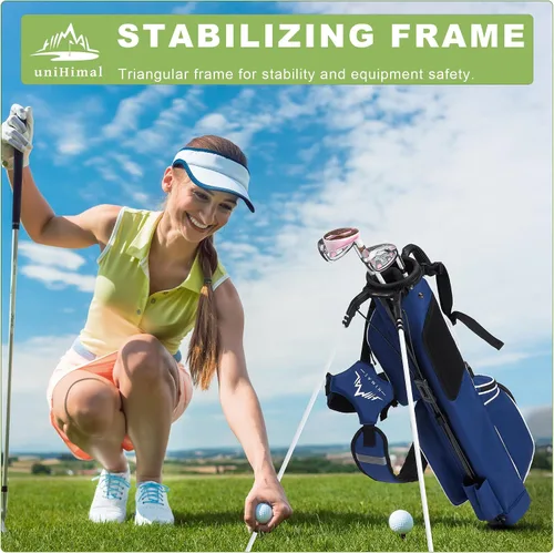 Vista 8 de Bolsa de golf ligera con soporte para transportar – Bolsa de golf fácil de llevar y duradera para Pitch n Putt para el campo de práctica, Par 3