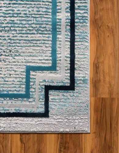 Vista 9 de Unique Loom Oasis Collection - Alfombra de área - Fuente (2 pies x 6 pies, color azul/marfil)