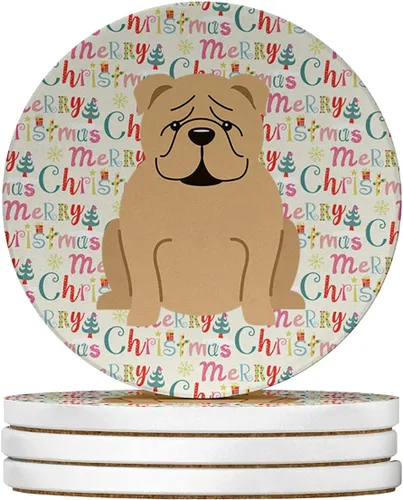 Vista 91 de Abyssinian Sand Terrier Merry Christmas - Posavasos grandes de piedra arenisca (4 unidades)