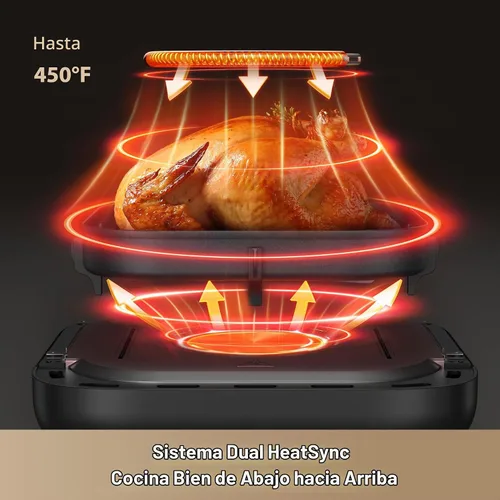 Vista 3 de Mova Freidora de aire FD10Pro, freidora digital grande de 6.3 cuartos de galón con ventana visible, 11 modos de cocción preestablecidos, sistema