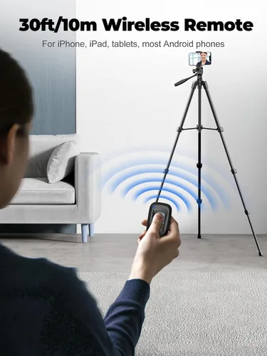 Vista 6 de EMART Soporte de trípode para teléfono de 61 pulgadas con cuello de ganso flexible, trípode portátil para iPhone y cámara, soporte aéreo