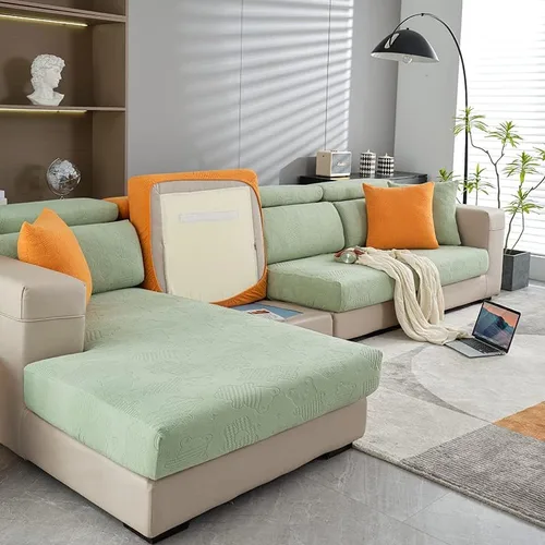 Vista 4 de Funda elástica para cojín de asiento de sofá, protector de muebles, funda de repuesto para cojín individual con bandas elásticas, protector
