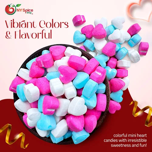 Vista 3 de NY Spice Shop Dextrose Baby - Caramelos en forma de corazón para fiestas, paquete variado de 1 libra, decoraciones románticas para fiestas, bolsas