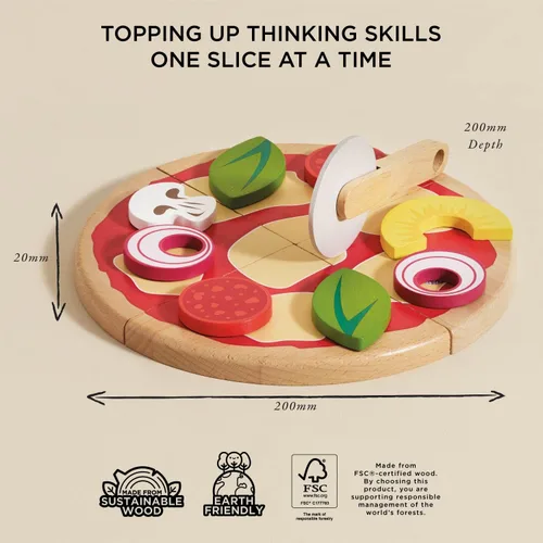 Vista 5 de Le Toy Van - Comida de madera para niños Pizza de panadería de madera para pretender comida de juguete Accesorios de cocina de juguete