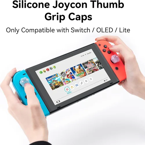 Vista 2 de WISHAVEN Joycon - Tapas de agarre para pulgar compatibles con Nintendo Switch de Splatoon, cubierta de silicona suave para Nintendo SwitchOLEDLite