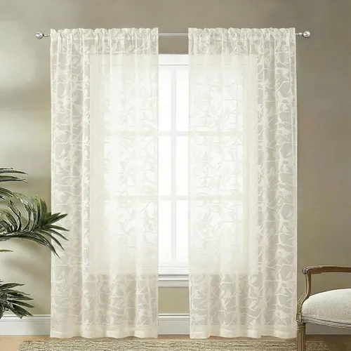 Vista 51 de OVZME Anji Clip Voile Sheer Tiers RD 2X30X36 Negro